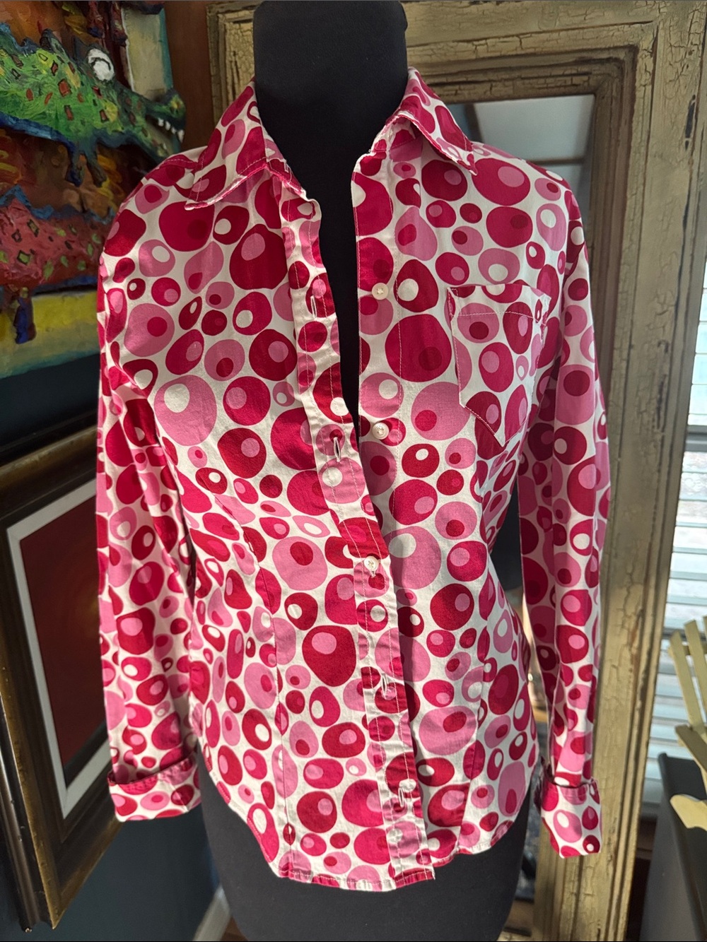Tommy Hilfiger Pink Polka Dot Button-Up Shirt Jacket
